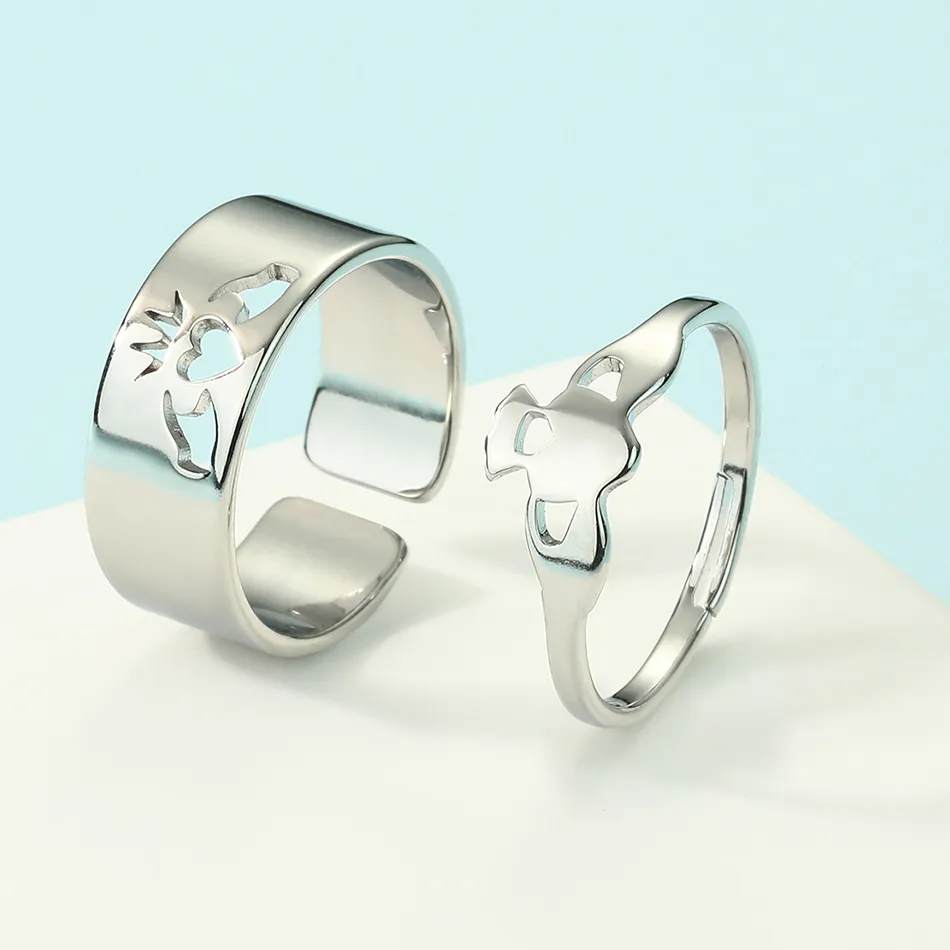 Authentic Todorova Classic Ireland Style Claddagh Heart Adjustable Ring Set For Couples Wedding Jewelry Romantic