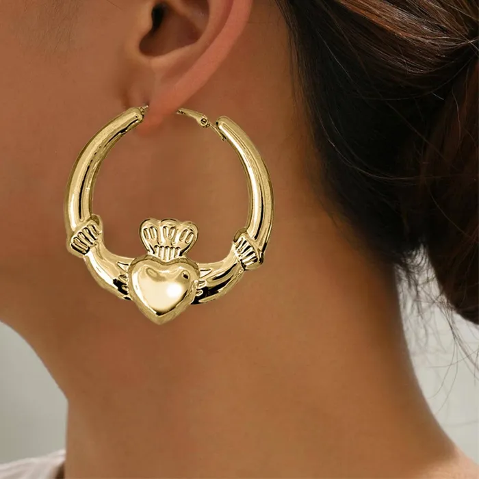 Authentic Embracing the Heart: Claddagh Hoop Earrings for Unyielding Love