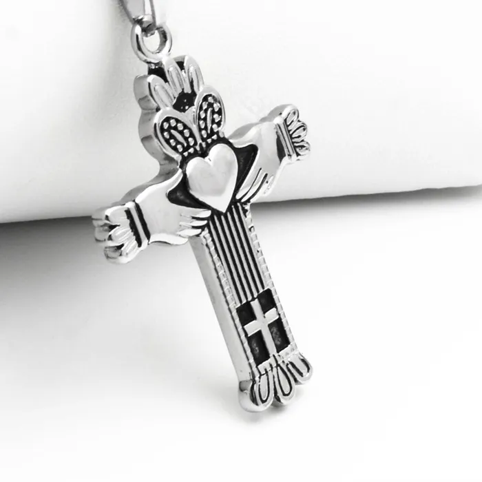 Authentic UJBOX Classic Irish Claddagh Necklaces Hand Love Heart Crown Necklace for Women Friends Jewelry NE438
