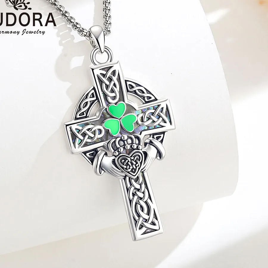 Authentic Eudora's Celestial Claddagh: Abalone & Clover Covenant