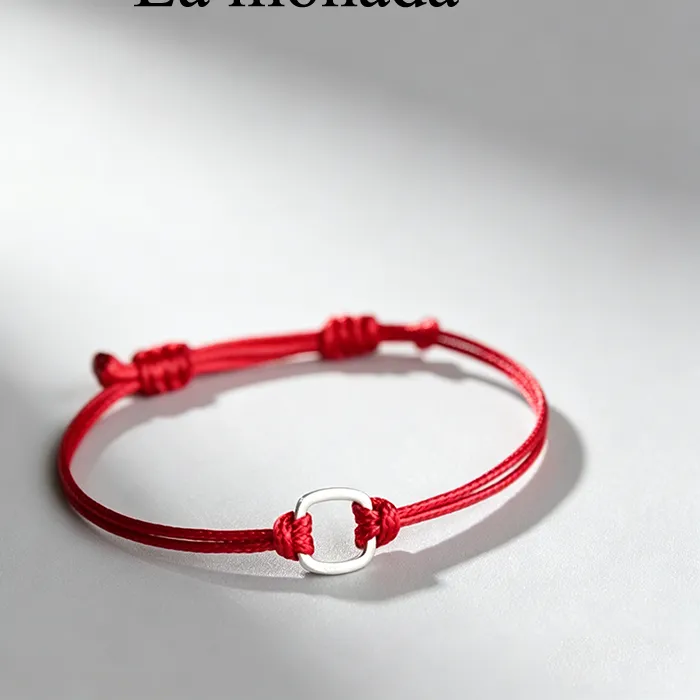 Authentic La Monada 925 Sterling Silver Red String Bracelet Adjustable Protection Lucky Rope Bracelet for Women Men Couple Jewelry