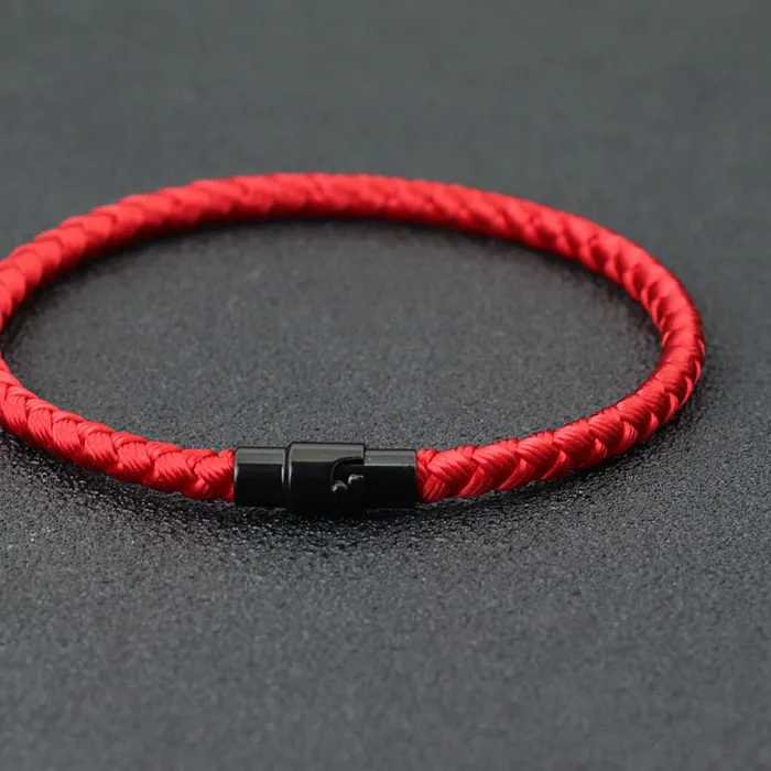 Authentic Style Good Luck Red Thread Bracelet For Grade A 4Mm Keel Rope Double Safety Magnetic Buckle Lucky Amulet Braslet