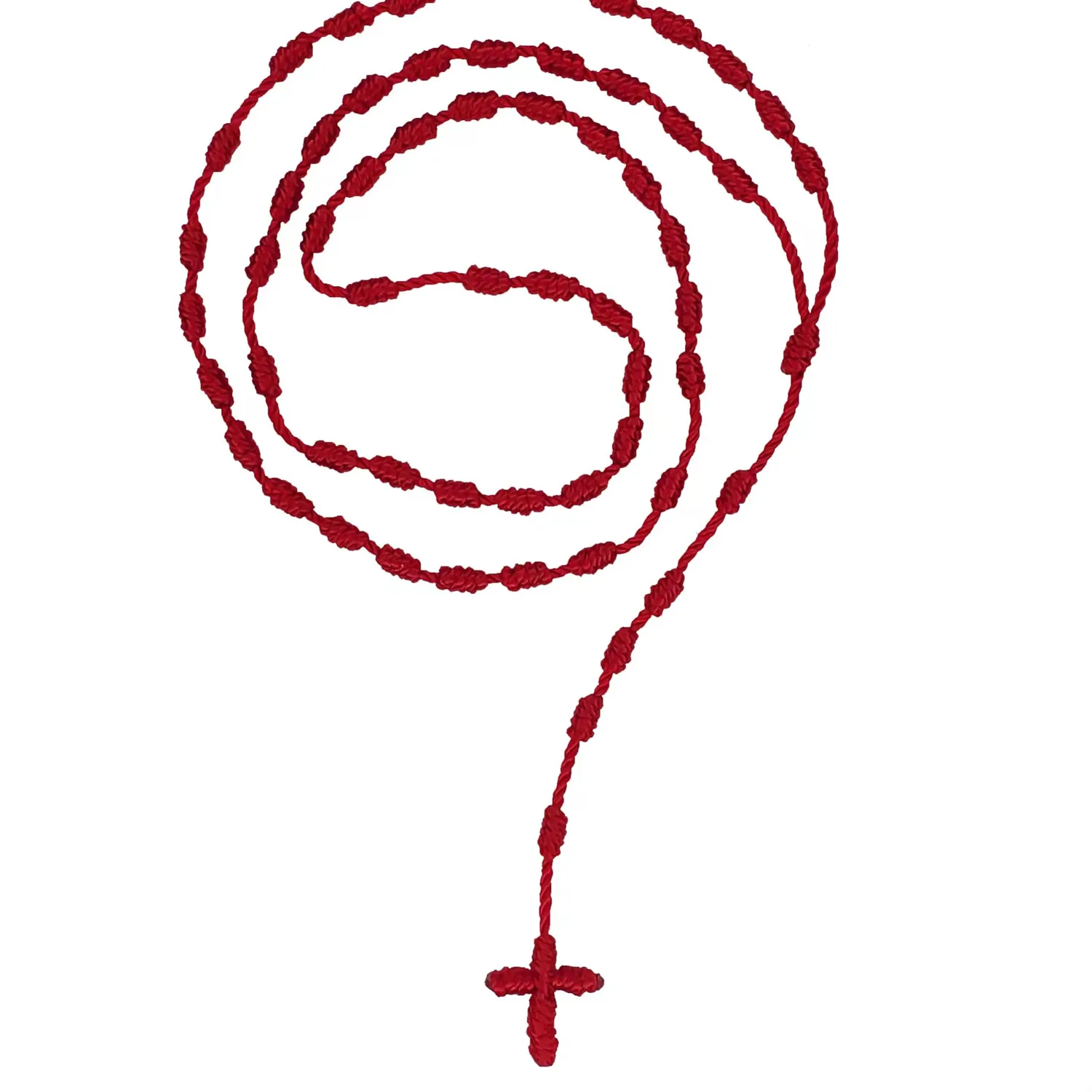Authentic Handmade Knotted rosary with Cross Charm - Red rope rosary necklace cord, Black thread rosary Catholic & Spiritual Prayer