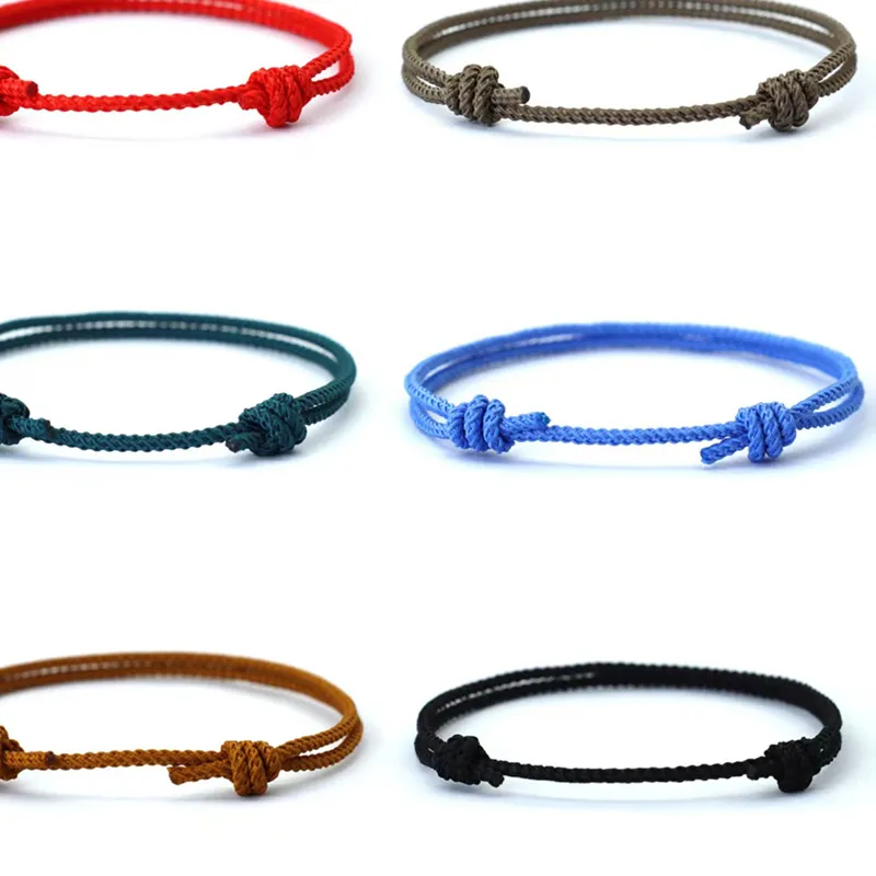 Authentic Minimalism 2mm Thin Rope Bracelet Set Men Women Handmade Weaven Adjustable Bilayer Luck Red Cord Braclet Couple Friend Jewelry