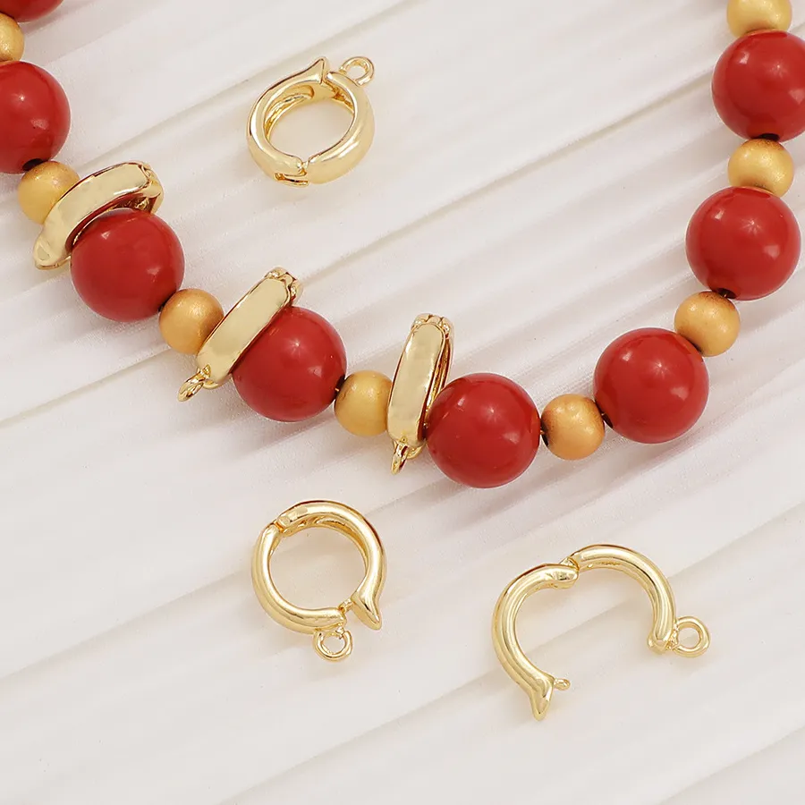 Authentic 4Pcs Brass 18K Gold Plated Interchangeable Pendant Connector Clasps Enhancer Bail for Diy Necklace Bracelet Jewelry Making