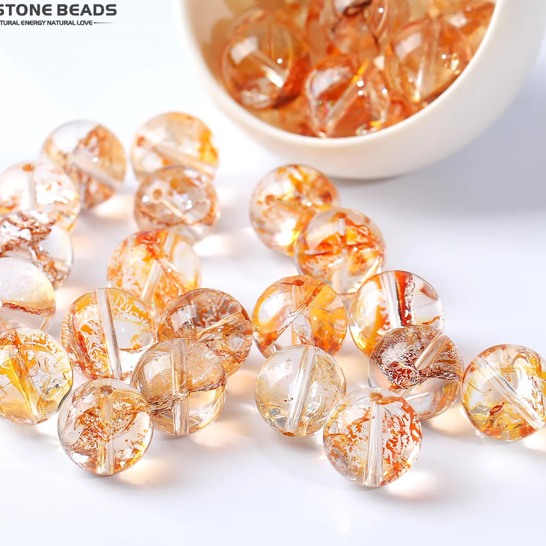 Authentic 1 Pc 7A Enhanced Gold Foil Koi Crystal Bead Natural Stone Round Gemstone Bead For Jewelry Making Diy Necklace Bracelet Accessory