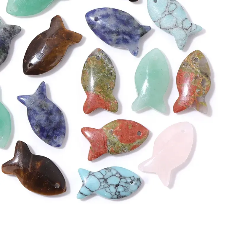 Authentic Dual Waters: Sacred Fish Pendants in Unakite, Aventurine, and Turquoise