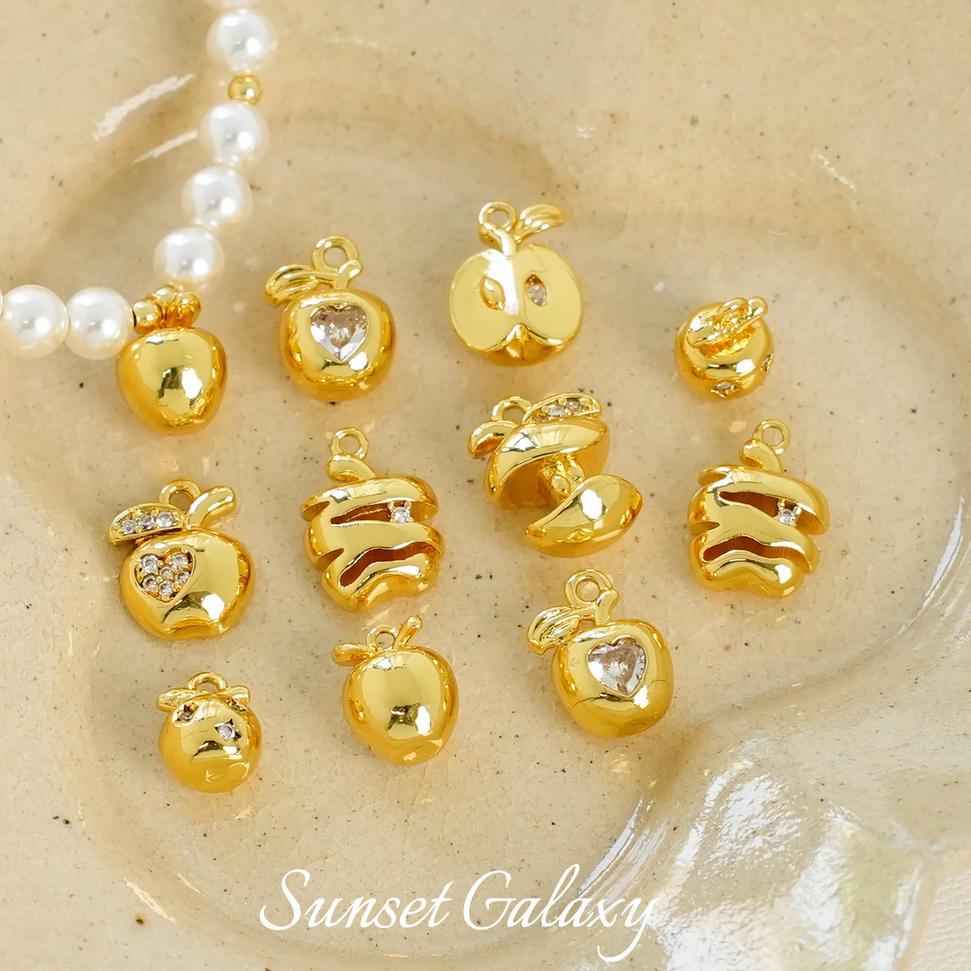 Authentic Golden Apple of Light Zircon Pendant – 18K Plated Mystic Bead