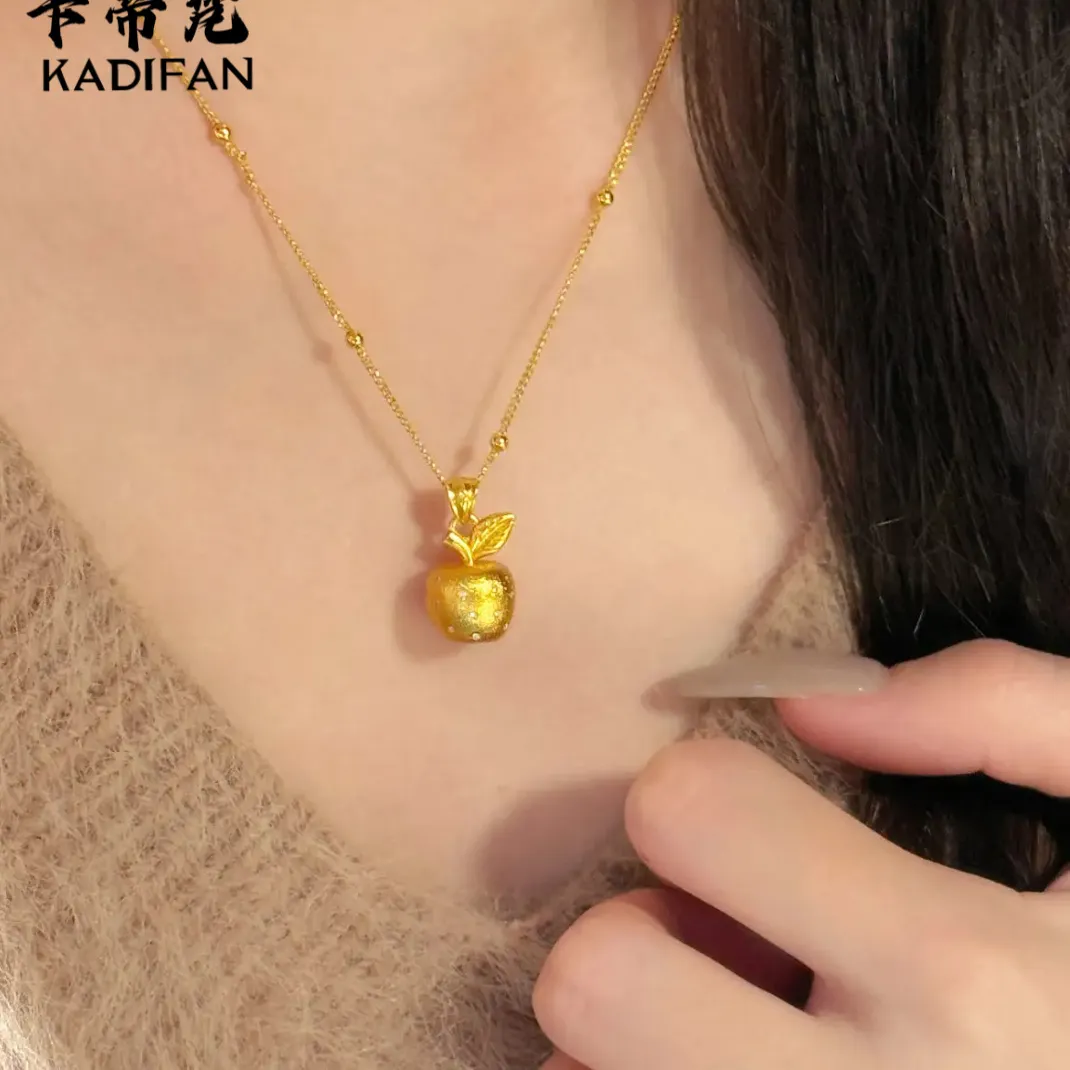 Authentic Celestial Apple of Light 24K Gold Necklace – Radiant Guardian Pendant