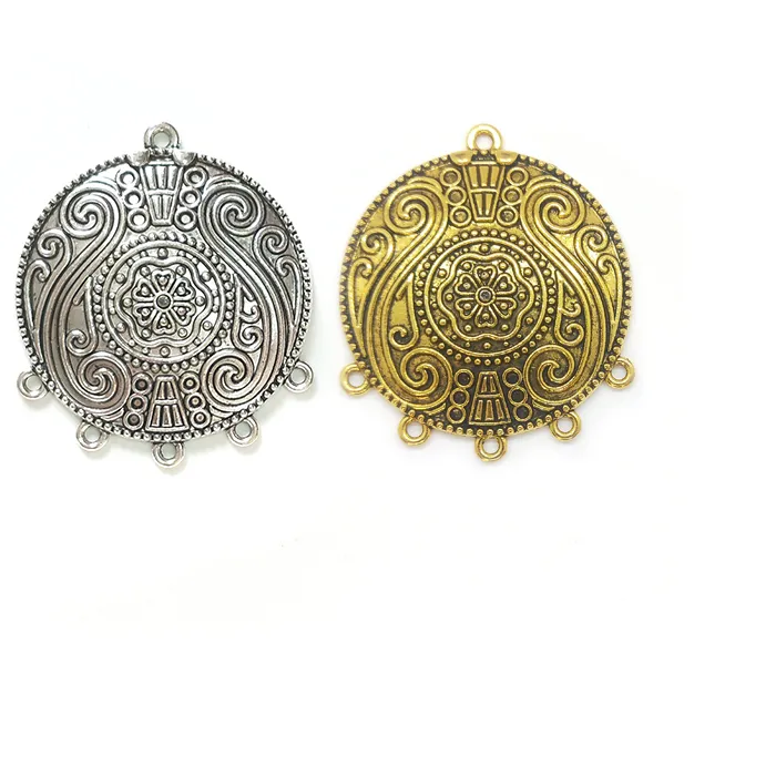 Authentic 40MM 2pcs Retro Zinc Round Linker Connectors Charms DIY Jewelry Necklace Earrings Handmade Materials Accessories