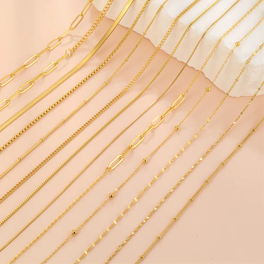 Authentic Skyrim Gold Color Chain Necklace Women Minimalist Cuban Paperclip Twisted Snake Chain Jewelry