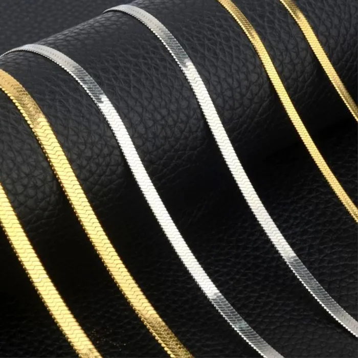 Authentic AWit 2-5mm Width Flat Chain Necklace Hot Herringbone Gold Color Snake Chain for Men Women Jewelry