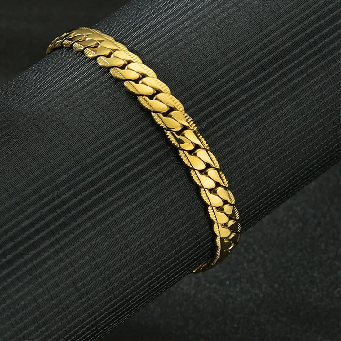 Authentic Punk 6mm Flat Snake Link Chain Bracelet Gold Silver Color Hand Chain For Men Women Party Jewelry