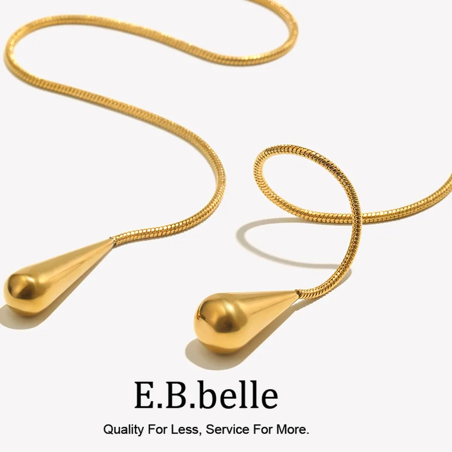 Authentic Two Water Drop Snake Chains Necklace Tarnish Free Silver Color Accessories 18K Gold Plated Women's Neck Chain