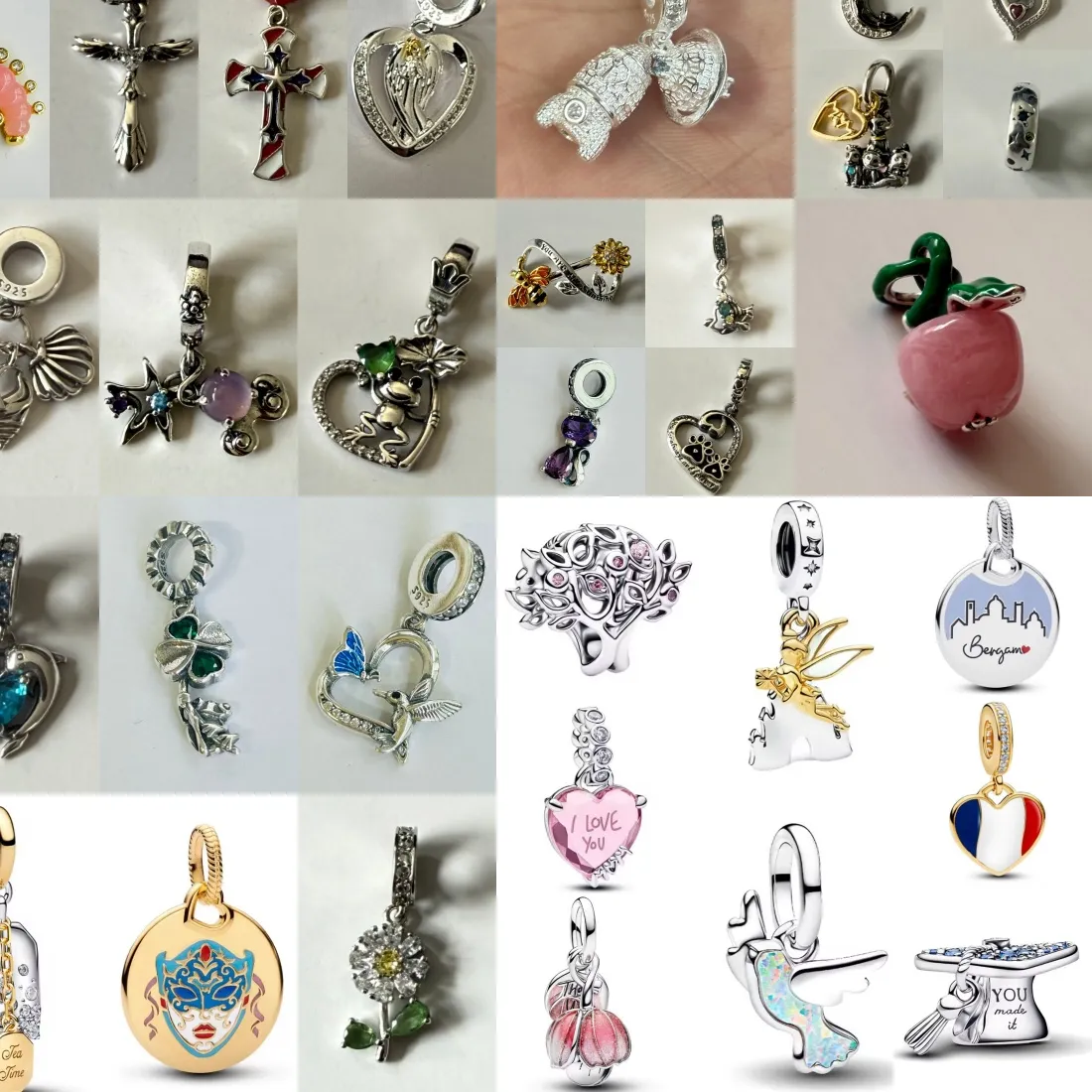 Authentic Hot selling 925 silver bird, lotus leaf frog, caterpillar, ocean pendant,Fit European original bracelet DIY exquisite jewelry