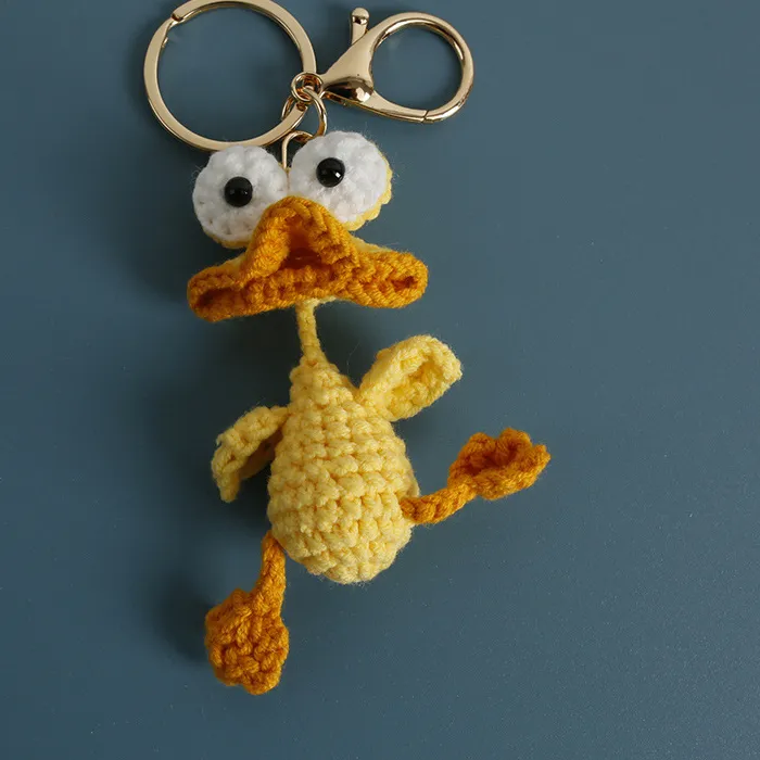 Authentic Cute Sausage Mouth Doll Crochet Keychains Knitted Frog Keyrings Funny Crochet Duck Keychain For Bag Pendant Custom Accessories