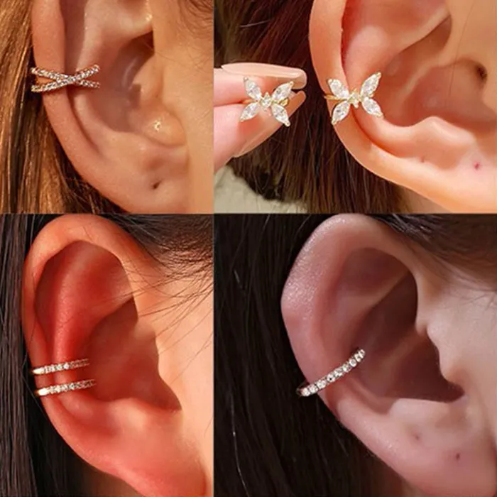 Authentic Korean Crystal Ear Clip Earrings For Women Ear Cuffs Jewelry 2026 Trending Without Hole Fake Piercing Earrings Clip Z40