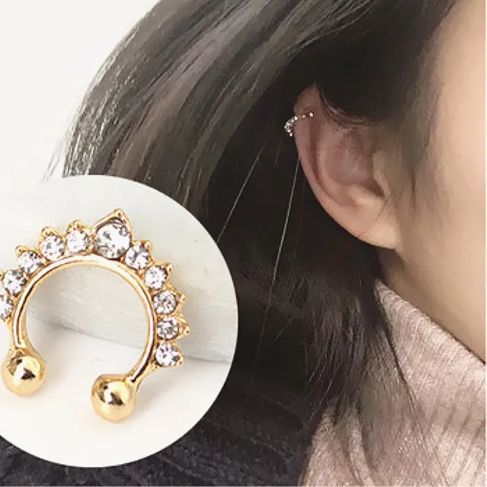 Authentic 1PC U-Shape Nose Clip Fake Nose Rings & Studs for Women Non Piercing Nose Cuff Fashion Crystal Ear Clip Statement Body Jewelry