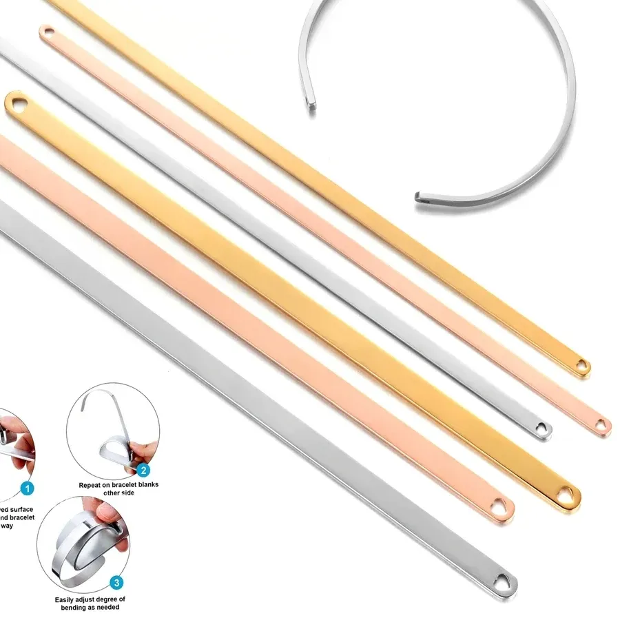 Authentic Straight Cuff Bangle Blank Plain Rod Bracelet Diy Laser Engraving Bracelet Jewelry Charms Making Accessories