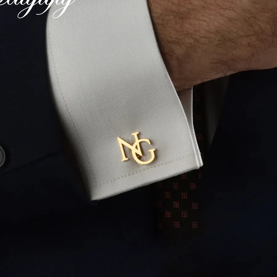 Authentic Haiyufly Personalized Custom Name Cufflinks for Groom Stainless Steel Men's Shirt Cuff Buttons Wedding Best Man Jewelry Gift