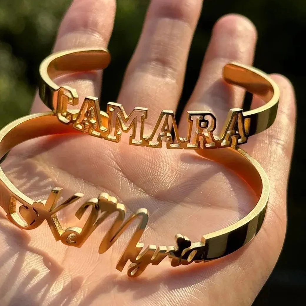 Authentic Personalized Custom Children's Name Bracelet For Kids Baby Custom Cuff Bangles Birthday Jewelry