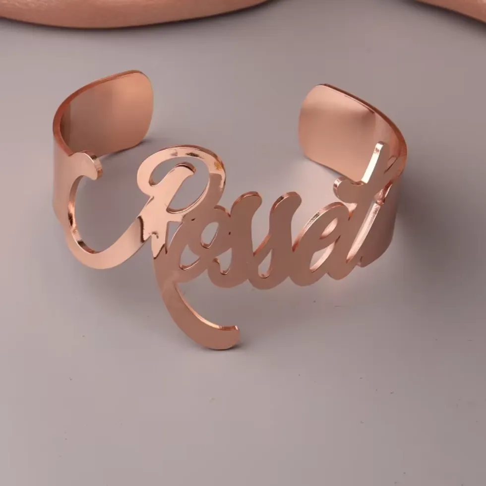 Authentic Custom Name Bangle Big Letters Bracelets  For Women Girl Jewelry Customized Gift Gold Color High Quality Accessories