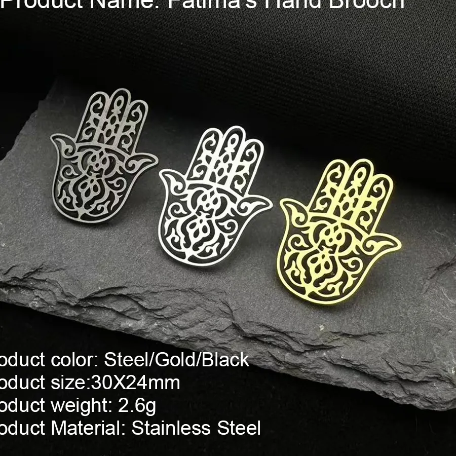 Authentic Celestial Fatima Hand Brooch: Golden Shield of Blessing