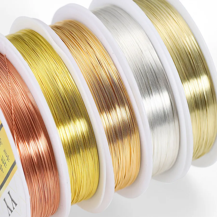 Authentic 1Roll Gold Color Copper Wire 0.2/0.3/0.4/0.5/0.6/0.7/0.8/1.0mm Beading Cord DIY for Jewelry Making Accessories Wholesale