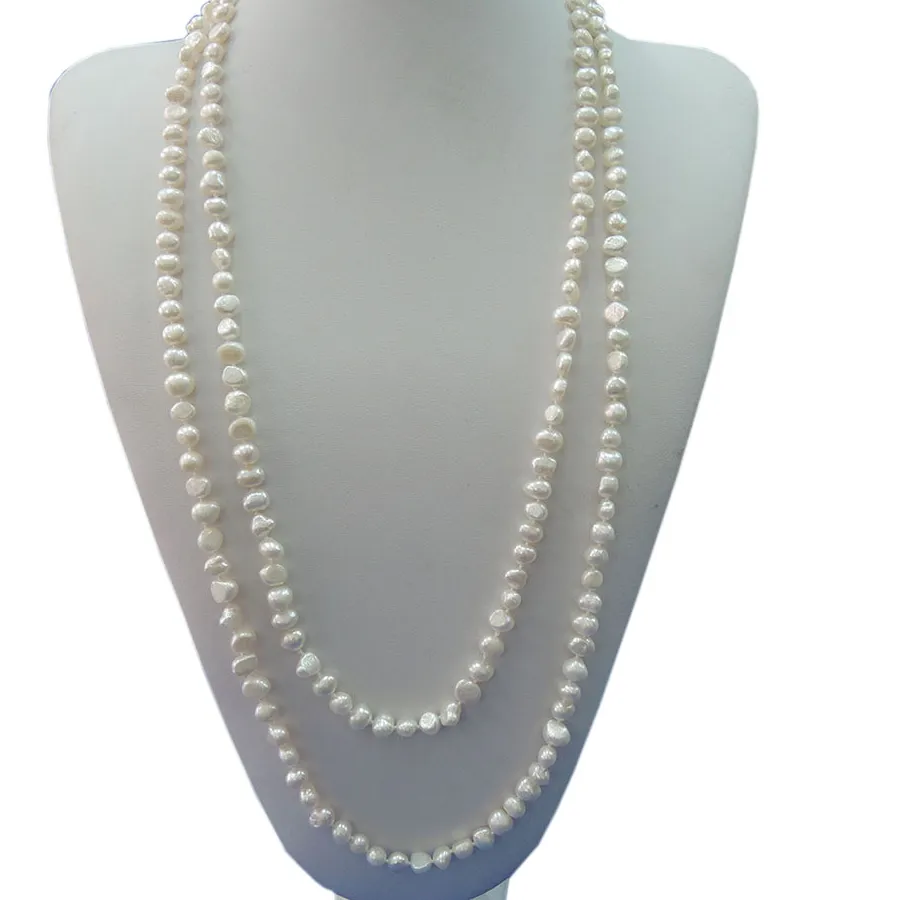 Authentic Cascading Luminescence 59 Inch Natural Freshwater Pearl Endless Strand