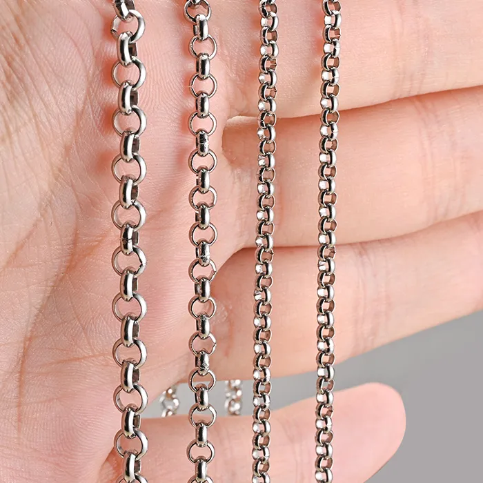 Authentic Dropship 1 Piece 2MM 3MM 4MNM 5MM Square Rolo Chain Round Box Necklace Men Women Jewelry