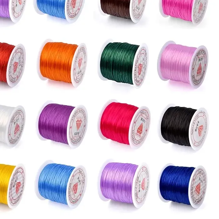 Authentic 1 Roll 50 Meters 0.8mm Flat Elastic Thread For DIY Beading Bracelets Necklaces Rope Handmade Jewelry Making Craft Supplies