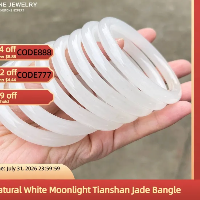 Authentic 1 piece Natural White Moonlight Tianshan Jade Bangle Stone Bracelet for Women Healing Crystal Jewelry bracelets and bangles