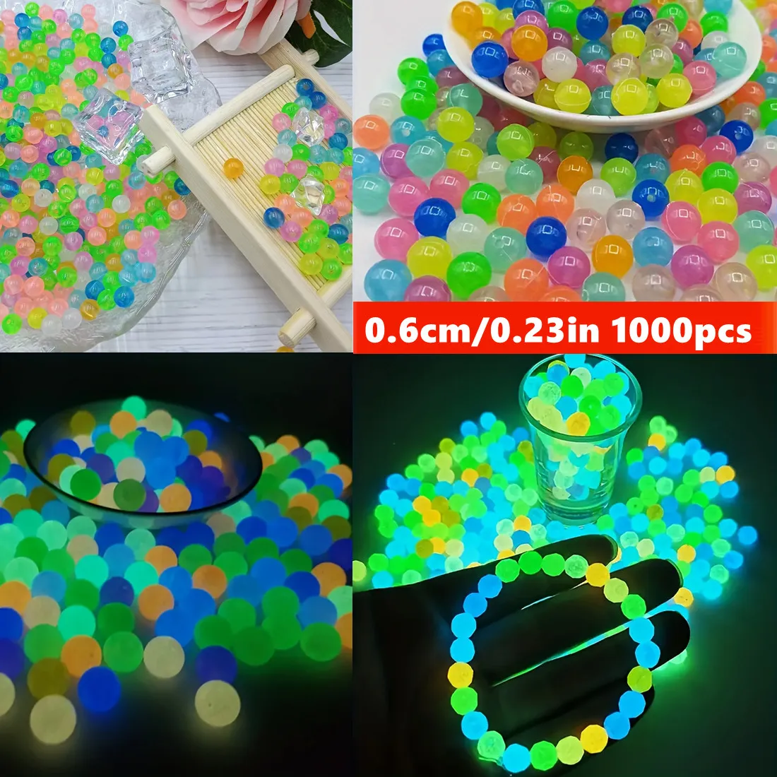 Authentic Luminous Constellation Beads: 1000-Piece 6mm Glow-in-the-Dark Acrylic Set for Sacred Crafting