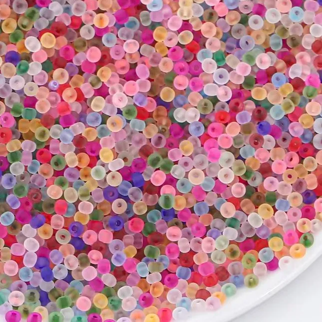 Authentic 3mm 1100pcs High-Quality Multi-Color Frosted Glass Rice Beads Handmade Jewelry Pine Beads DIY Bracelet Necklace Material