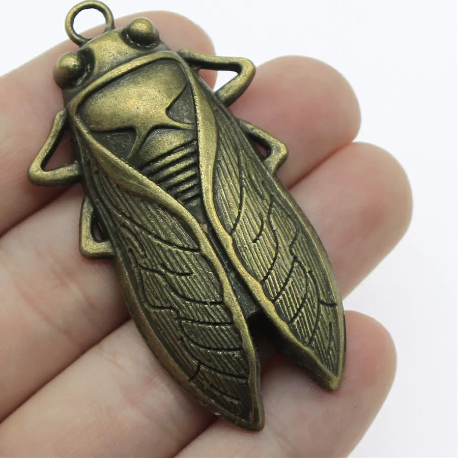 Authentic Eternal Cicada Tri‑Charm Set – Antique Silver, Bronze & Gold, 62×33 mm