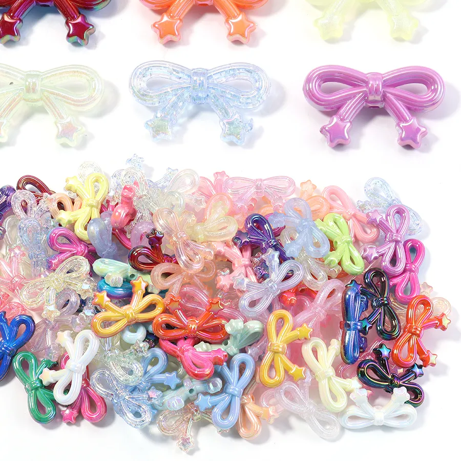 Authentic Celestial Harmony: Multicolor Star Bowknot Beads