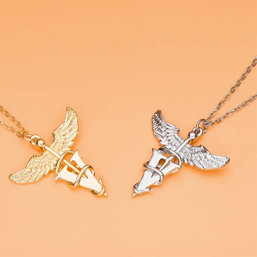 Authentic Medical Veterinary Necklace Classic Medical Staff Angel Wings Caduceus Pendant for Medical Students Jewelry Accessories