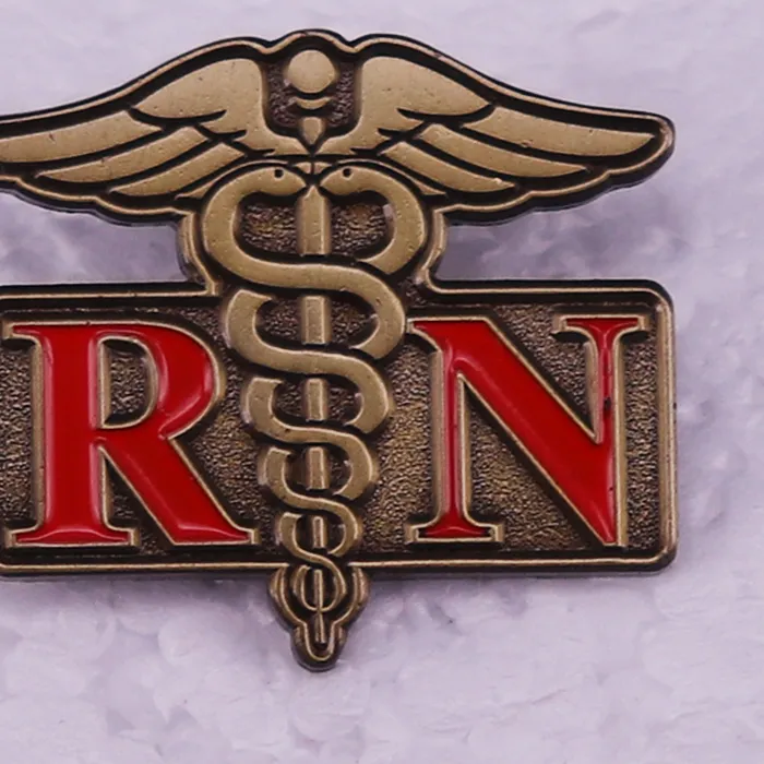 Authentic Medical Symbol RN Caduceus Logo Badge Enamel Pin Nurse Jewelry