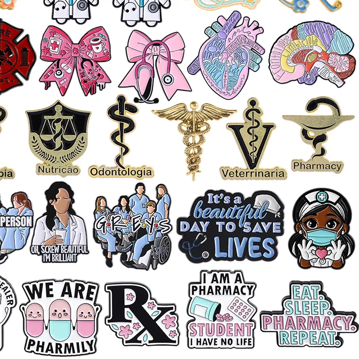 Authentic Medical Caduceus Enamel Pins Bowknot Stethoscope Pill Capsules Cat Doctor Nurse Brooch Lapel Badge Jewelry For Friend