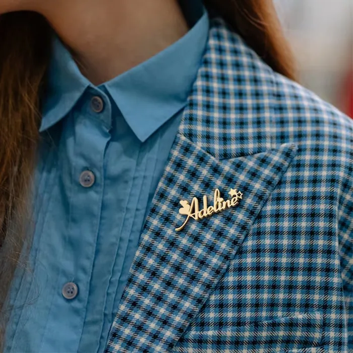 Authentic Custom Name Brooch Letters LOGO Company Nameplate Photo Design Pins Brooch Women's Wedding Jewelry Gifts