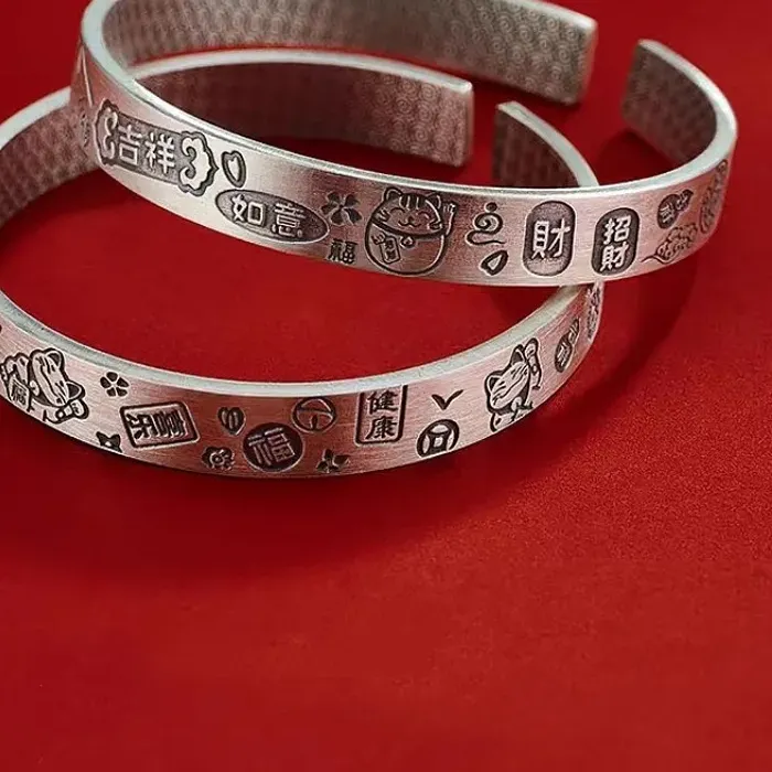 Authentic S999 Silvering Personality Peace and Joy Cat Bracelet Jewelry High Profile Personalized Simple Lucky