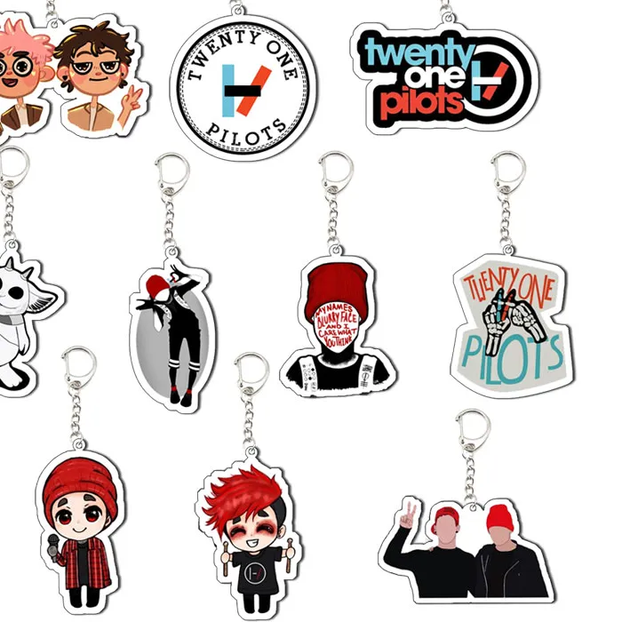 Authentic Band Wenty one pilots Keychain for Accessories Bag Acrylic Pendant Wenty one pilots Key Chain Ring Keychains Jewelry