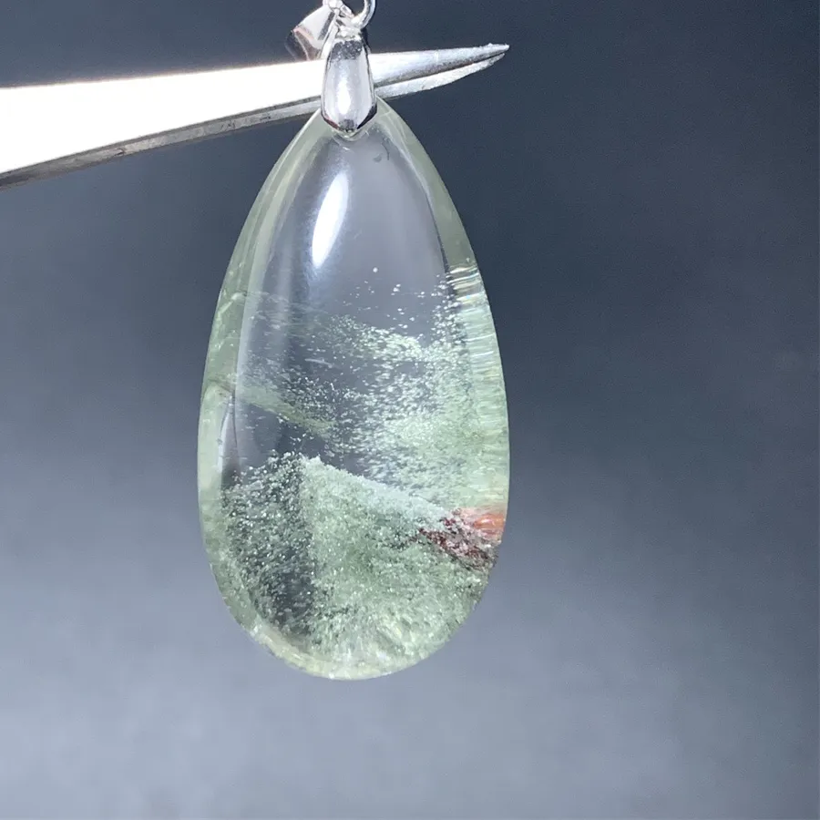 Authentic Natural Yellow Green Grey Lodolite Quartz Pendants Necklaces Phantom Quartz Healing Beads Clear Landscape Crystals Jewelry