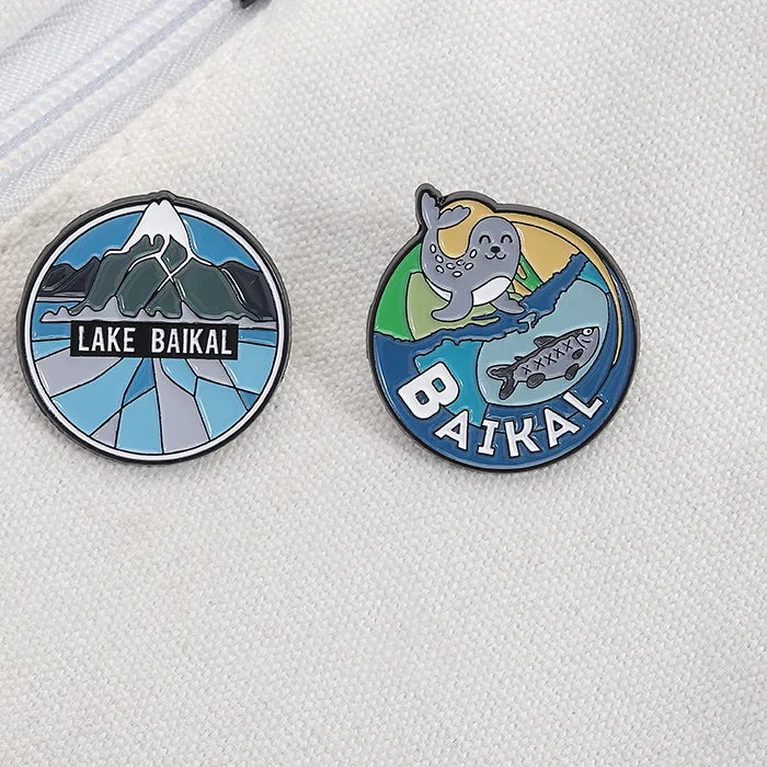 Authentic Russian Lake Baikal Enamel Pins Custom Famous Natural Landscape Souvenir Brooches Badges Lapel Jewelry Accessories Friends