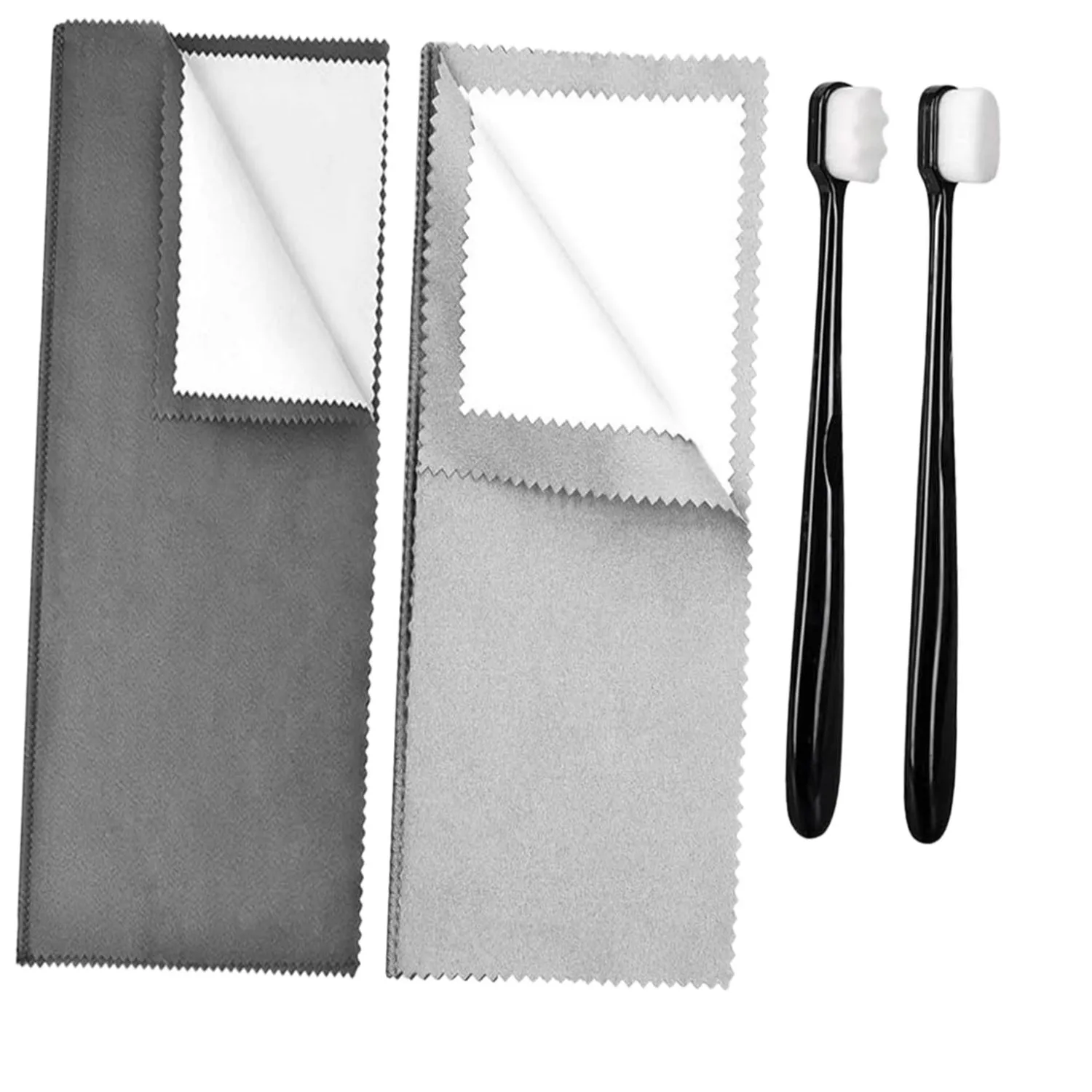 Authentic Jewelry Cleaning Cloth Double Sided Reusable Keeps Shining with 2 Brush for Gemstone Diamond Silver Tarnish Removal & Scratch