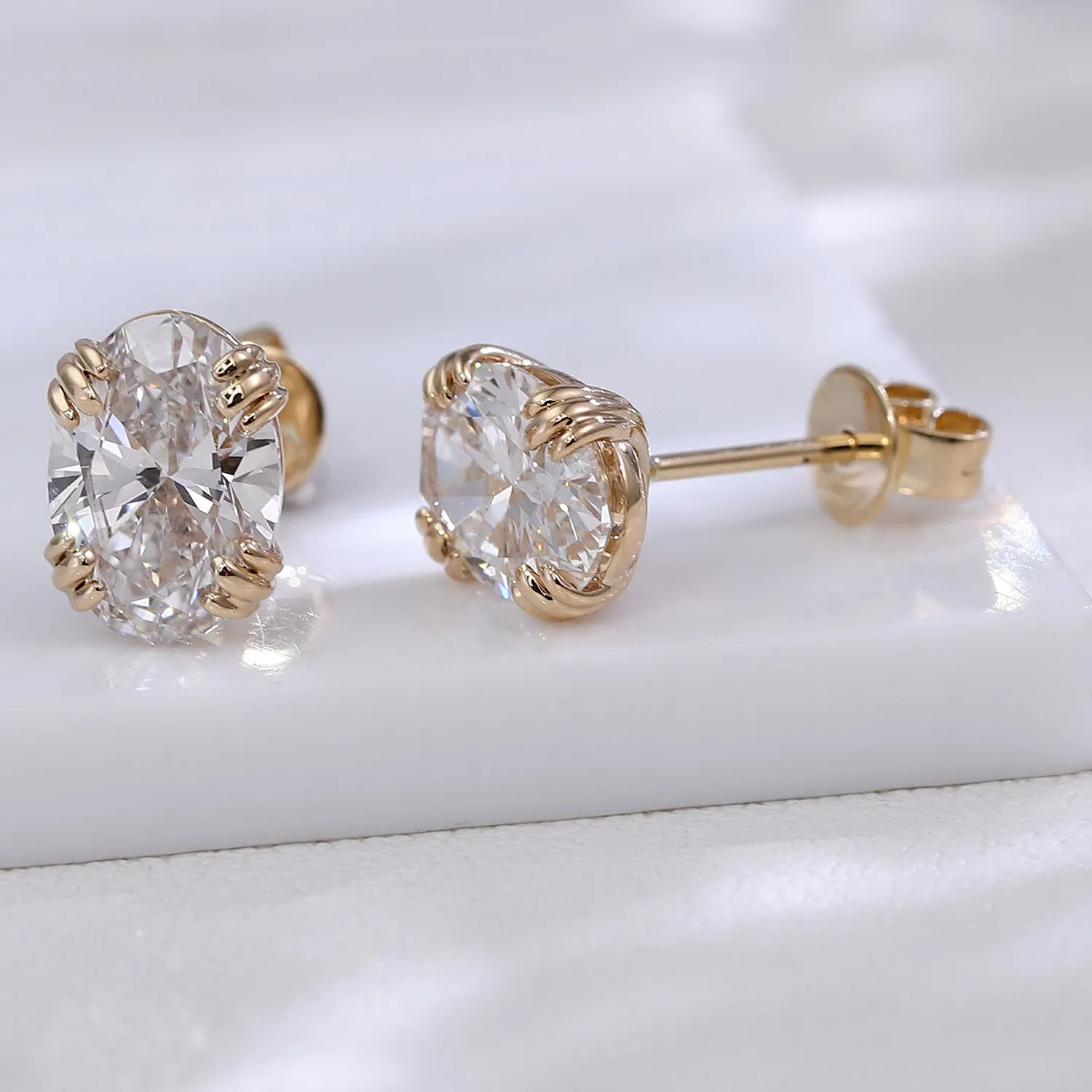 Authentic Provence Oval Cut Earring 10Kgold 2Ct Igi Ef Vs Lab Diamonds Stud Earring Everyday Fine Jewelry Custom