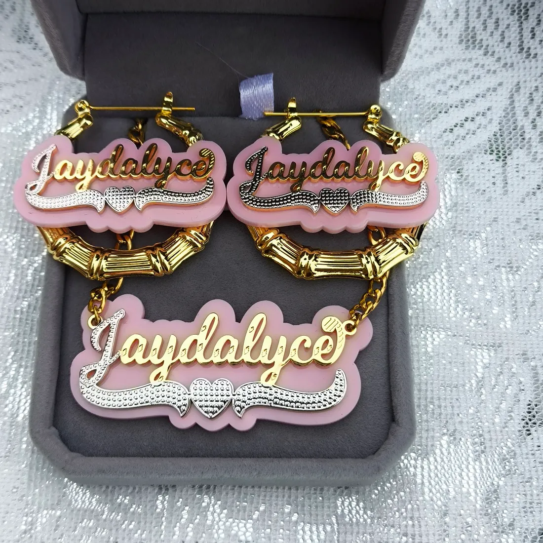 Authentic The Weaver of Identity: Custom Cipher Name Talisman and Sacred Bamboo Radiance Earrings