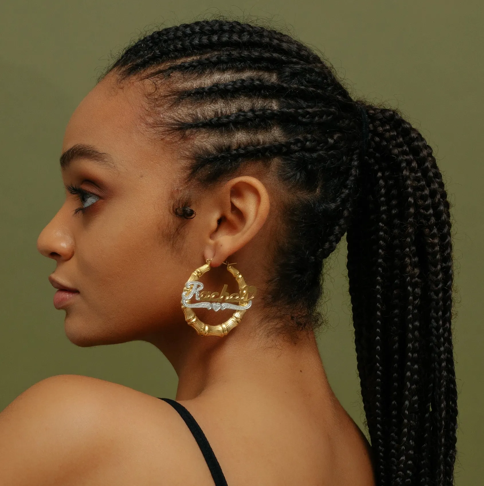 Authentic Celestial Bamboo: Iced Initial Script Earrings