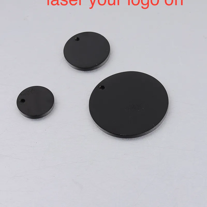 Authentic 50Pc 8 12 15 16 18 19 22 25Mm Mirror Polish Custom Black Round Tag- Customized Engrave Laser Your Own Logo