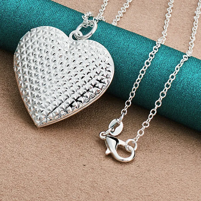 Authentic URMYLADY 925 Sterling Silver Heart Photo Frame 16/18/20/22/24/26/28/30 Inch Pendant Necklace For Women Wedding Fashion Jewelry
